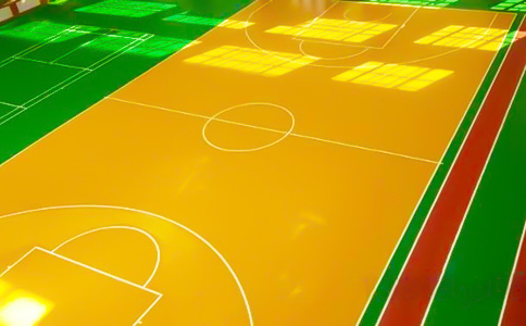 塑胶篮球场摊铺施工